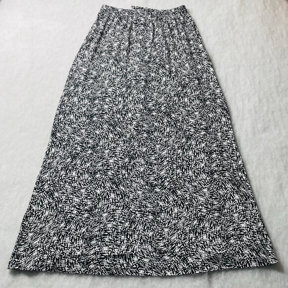 Cynthia Rowley Womens Black & White Abstract Print Long Maxi Skirt Size Large - Picture 2 of 8
